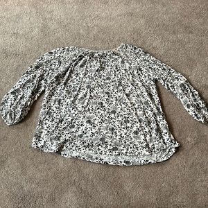 LOFT - Black and White long sleeve floral shirt - Size Medium